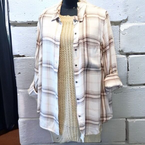 Plaid Long Sleeve Button Down Flannel Shirt NEW - Picture 1 of 4